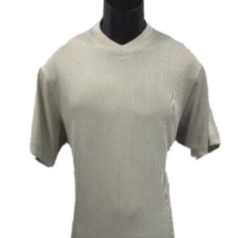 Log-in Uomo Men's T-shirt V-Neck Tan Short Sleeves Ribbed Pattern Sizes S - 3XL